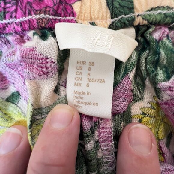 NWOT H&M Tropical Floral lounge work Pants sz 8 - Picture 5 of 14